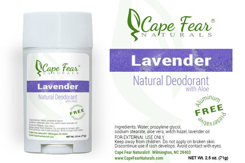 Natural Deodorant - Lavender - Cape Fear Naturals, LLC