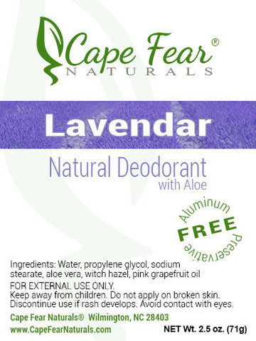 Natural Deodorant - Lavender - Cape Fear Naturals, LLC