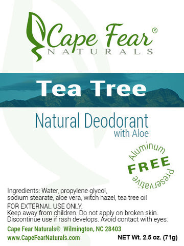 Natural Deodorant - Tea Tree - Cape Fear Naturals, LLC