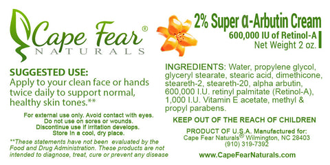 Kojic Acid Cream and 2% Super a-Arbutin Cream Combo Deal - Save $6! - Cape Fear Naturals, LLC