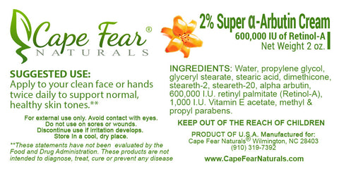 2% Super α-Arbutin Cream - Cape Fear Naturals, LLC