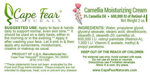 Camellia Moisturizing Cream - Cape Fear Naturals, LLC