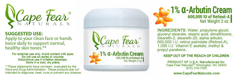1% α-Arbutin Cream - Cape Fear Naturals, LLC