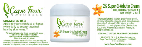 2% Super α-Arbutin Cream - Cape Fear Naturals, LLC