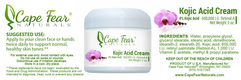 Kojic Acid Cream  <br><b><FONT COLOR="RED">FREE SHIPPING USA</font></b> - Cape Fear Naturals, LLC
