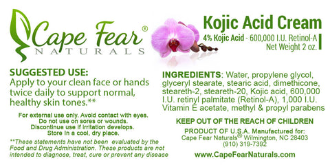 Kojic Acid Cream  <br><b><FONT COLOR="RED">FREE SHIPPING USA</font></b> - Cape Fear Naturals, LLC