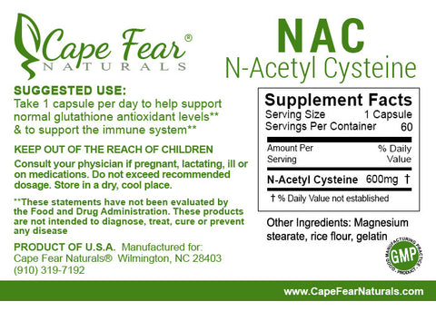 N-Acetyl Cysteine (NAC) Supplement - Cape Fear Naturals, LLC
