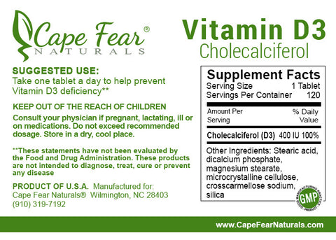 Vitamin D3 - Cape Fear Naturals, LLC