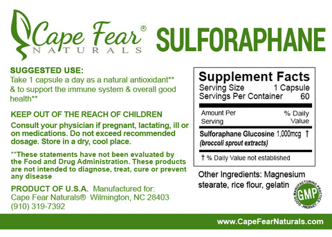 <b><font color=red>NEW PRODUCT  </font></b>Sulforaphane - Cape Fear Naturals, LLC