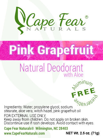 Natural Deodorant - Pink Grapefruit - Cape Fear Naturals, LLC